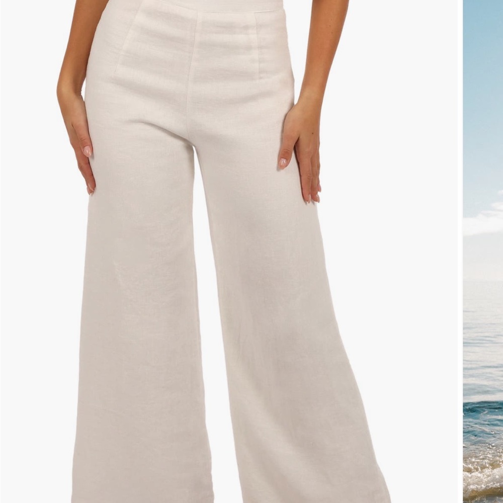 Cream Wide Leg High-Waisted Jumpsuit